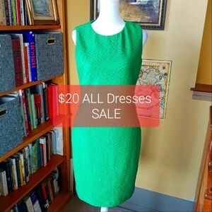 CALVIN KLEIN KELLY GREEN SHIFT dress MCM size 6 textured abstract retro